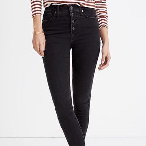 Madewell 10" High-Rise Skinny Jeans in Berkeley Black: Button-Through Edition